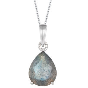 अच्छे गहने 925 स्टर्लिंग चांदी के नेकलेस प्राकृतिक लैब्राडोराइट मटर के आकार की महिलाओं के पेलेंट हार अनुकूलित - Product Image 1