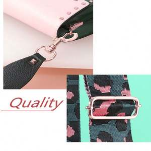 Sangle de sac à main en coton à bordure en cuir PU amovible en nylon imprimé léopard pour les sangles de sac de marque de luxe - Product Image 2