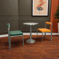Moderne Quadratische Restaurantmöbel: Tisch-Stuhl-Kombination aus Edelstahl, Durchmesser 50 cm, für Milchbar und Café