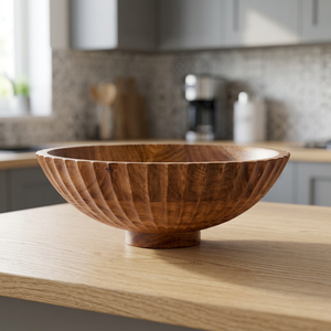 Bol à salade et à soupe en bambou fait main de qualité supérieure, classique, élégant, écologique, passe au lave-vaisselle, durable, finition naturelle - Product Image 4