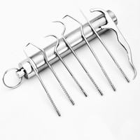 Ensemble de cure-dents portables réutilisables en acier inoxydable argenté, 7 pièces, hygiène buccale, outil de nettoyage dentaire facile à utiliser, boîte en forme de brosse