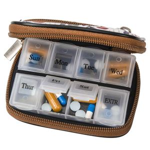 Fashion <b>Smart</b> Vitamin Case Travel Luxury Fabric Pill Box Organizer <b>Wallet</b> Pill Box with Keychain - Product Image 2