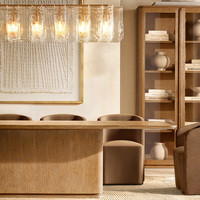 Table à manger sur pied RH Ligne, table rectangulaire en bois massif avec base minimaliste, pour cuisine et restaurant modernes