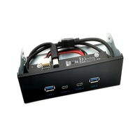 5,25 "pulgadas USB 3,0 y tipo C Panel frontal de metal Hub USB con conector de alimentación SATA de 15 pines