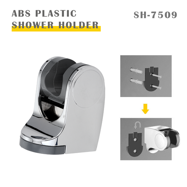LEELONGS Plastic Easy Install Adjustable Shower Holder Chrome Finish Fixed Mounted Wall Bracket for Handheld Shower Head