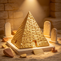 Petite figurine décorative pyramide dorée, statue en résine de mini-pyramide égyptienne ancienne, ornement de table