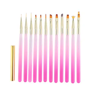 Set di pennelli per unghie in acrilico con gradiente chiaro rosa 2024 Set di pennelli artistici in Nylon pennelli da stampa in acrilico per unghie e Manicure personalizzati