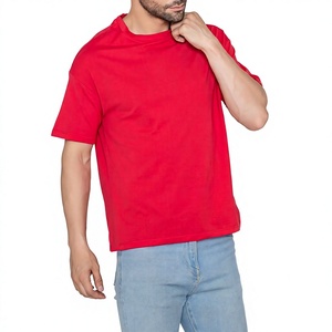 Men's <b>Oversized</b> <b>Red</b> Cotton Pique Polo <b>Shirt</b> Short Sleeve Solid Color Casual Fit Regular Length Knitted Fabric - Product Image 6