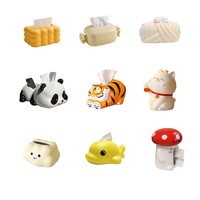 Porte-boîte à mouchoirs chat, boîte et distributeur de papier de soie animal en céramique/résine 3D faits à la main, couvercle de boîte à mouchoirs personnalisés
