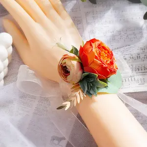 High quality wedding event celebration decoration bride bridesmaid group wrist flowers handmade holiday party wrist flower