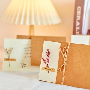 Cartes de vœux artisanales, culturelles et créatives, papier kraft rétro, fleurs séchées, cartes de vœux de vacances pour les enseignants, Noël - Product Image 5