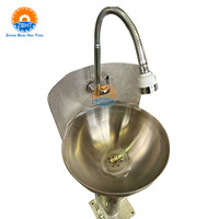 Évier conique à commande au pied en acier inoxydable pour usine de transformation de viande, lavabo conique pour le lavage des mains, équipement sanitaire