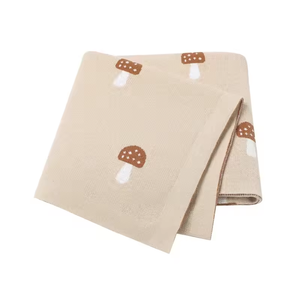 Manta de punto de algodón suave estilo occidental con patrón de <span class=keywords><strong>hongos</strong></span> tejido personalizado, certificación Oeko-Tex y GOTS, venta al por mayor - Product Image 1