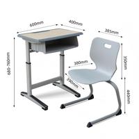 Ensemble de bureau et chaise d'école personnalisable pour salle de classe, ergonomique, durable, avec structure en acier, mobilier scolaire pour étudiants