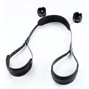 Kit de bondage en cuir BDSM, menottes réglables, sangles pour les jambes, attaches pour les poignets et les cuisses, bandeau pour les yeux pour les couples - Jouet sexuel pour adultes - Product Image 2
