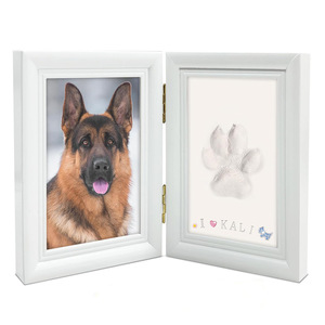 Pet Photo <b>Frame</b> Foldable Paw Print Keepsake White Plastic Rectangle Modern Simple Design For Dog Cat <b>Memorial</b> - Product Image 1