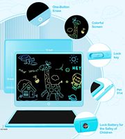 Tablette d'écriture électronique LCD colorée de 16 pouces pour enfants de 3 à 12 ans, dessin et écriture numériques, matériau plastique, fabriqué en Chine