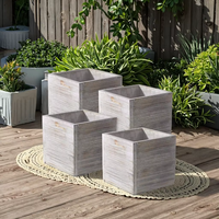 Jardinière carrée rustique, petits vases en bois, pots de fleurs, boîte en bois pour centre de table
