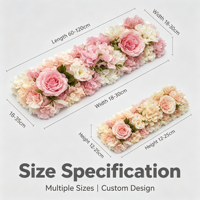 Décoration d'arche de mariage, chemin de table floral en soie, aménagement de scène d'hôtel pour banquet, rangée de fleurs artificielles de roses mélangées