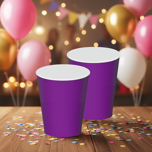Gobelets en papier violets Party Love 270cc, élégants ustensiles de table pour décorations d'anniversaire - Product Image 2