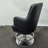 Tabouret de bar pivotant moderne en cuir PU noir avec accoudoirs, base chromée, repose-pieds, hauteur réglable, pour salle à manger extérieure et chambre