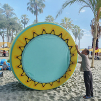 Hamaca de agua flotante inflable redonda, piscina de muelle de malla circular inflable