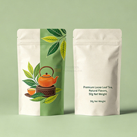 Sachet refermable vert mat pour thé, avec fermeture à glissière facile à ouvrir, conforme aux normes FDA/UE, matière première de qualité alimentaire, taille personnalisée pour aliments en conserve et gelée
