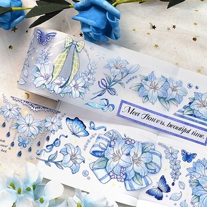 Juego de <span class=keywords><strong>flores</strong></span> mate transparente impreso personalizado papelería de color con cinta PET para planificador diario - Product Image 1