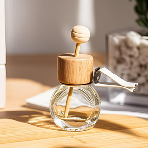 Custom Clear <b>Empty</b> Perfume Glass <b>Bottle</b> 6ml 8ml10ml 12ml Irregular Shape Car Glass Perfume <b>Bottle</b> with Wooden Lid for Home Decor - Product Image 2