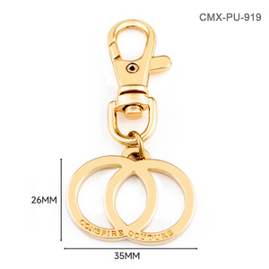 Customize Gold Metal Bag Charm with <strong>Snap</strong> <strong>Hook</strong> for Handbags - Product Image 1