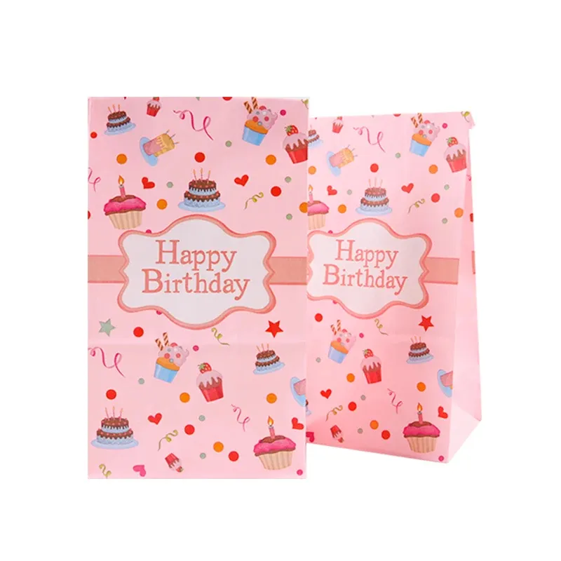 Individuelles Logo bedruckte Papiertüten Geburtstag Party Favorit Kraftpapier-Geschenktüten 80 gsm Goodies-Tüten für Kinder Geburtstage Babyparty