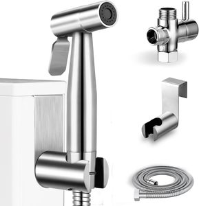 Pulvérisateur de bidet portatif moderne en acier écologique pour hôtels, ensemble de 4 pièces avec tête de pulvérisation pour toilettes et douchette - Product Image 1