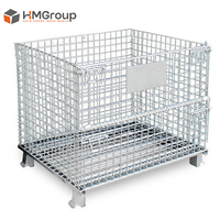 Conteneur en fil métallique pliable sur mesure, robuste, galvanisé à chaud, soudé et empilable