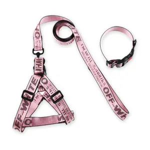 Wholesale tide brand pet supplies fashion nylon dog harness and leash set with collar