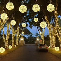 Boule de Noël LED 3D en PVC avec motif sphérique, rouge, étanche, pliable, pour décoration extérieure d'arbres, de parcs et de rues
