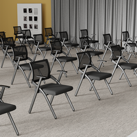 Salle de conférence maille plastique réglable pliant accoudoir réunion étude bloc-notes tablette chaise de formation