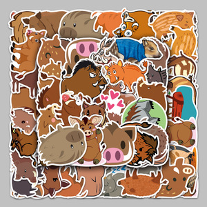 50 pcs mignon <span class=keywords><strong>sanglier</strong></span> graffiti PVC autocollants durables de haute qualité pour planche à roulettes, étui de téléphone, guitare, bouteille d'eau et livres - Product Image 1