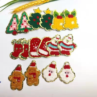 Patchs en chenille personnalisables de Père Noël, brodés, à coudre ou thermocollants, pour chapeaux et sacs, vente en gros