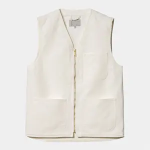 Custom Design Logo Mens 100% Cotton Canvas Contrast Collar Quilted Lining Big Pockets Zipper Vest Tank Top Waistcoat