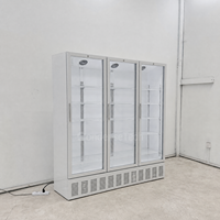 Congélateur vertical à trois portes vitrées, refroidissement par air, dégivrage automatique, éclairage LED, 1500L, supermarché