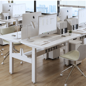 Escritorio de elevación de tres secciones con doble motor opuesto doble personalizado Escritorio de elevación eléctrico de pie síncrono de cuatro patas - Product Image 3