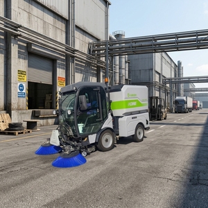 Nuova Spazzatrice Elettrica Industriale con Operatore a Bordo per la Pulizia di Foglie, Polvere e Detriti da Fabbriche, Officine, Magazzini e Strade - Product Image 1