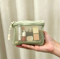 Dompet Koin Mini Polyester Pendek Anti Maling Tahan Air dengan Ritsleting Jaring Sarang Lebah Lapis Ganda Logo Kustom Promosi