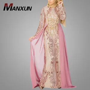 Uzun kollu Maxi elbise artı boyutu moda elbiseler kadınlar Lady zarif Sequins yüksek kalite türk giyim toptan