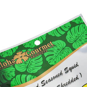 Bolsa plana de plástico impermeable impresa personalizada, sellado térmico frontal transparente, bolsa de papel de aluminio con sello lateral 3 con logotipo para aperitivos de mariscos de calamar seco - Product Image 4