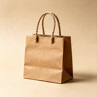 Sac de transport en papier kraft brun pliable et durable, avec impression de logo sur mesure, recyclable, pour emballage de parfums et articles artisanaux