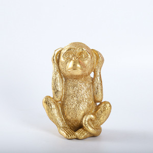 Ensemble de 3 statues de singes en résine, ne voit pas, ne parle pas, ne sait pas, ornement de singe doré, ne malice pas, <span class=keywords><strong>décoration</strong></span> douce pour la <span class=keywords><strong>maison</strong></span> et le bureau - Product Image 2