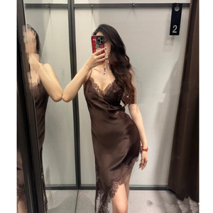 Stile da donna in tinta unita Casual estivo <span class=keywords><strong>Mini</strong></span> bretelle asimmetriche con pizzo Sexy - Product Image 2