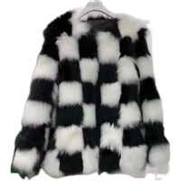 Manteau pour femme tendance, style automne-hiver, à carreaux, en fausse fourrure, à manches longues, épais, chaud, luxueux, essentiel, sans cruauté, de qualité supérieure