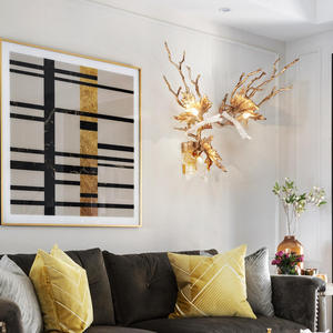 Haute qualité branches créatives salon applique murale vintage cuivre applique intérieure led appliques or - Product Image 3